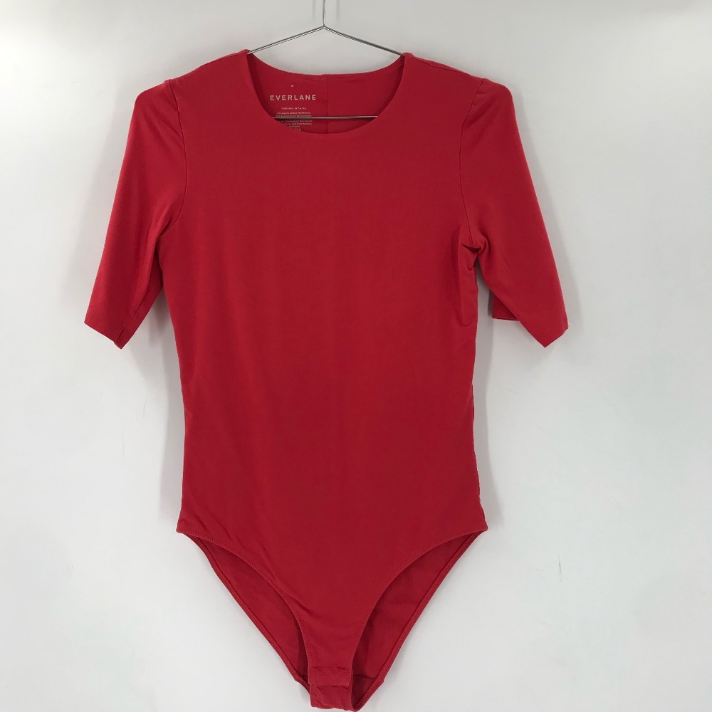 Everlane Short Sleeve Crewneck Bodysuit Red